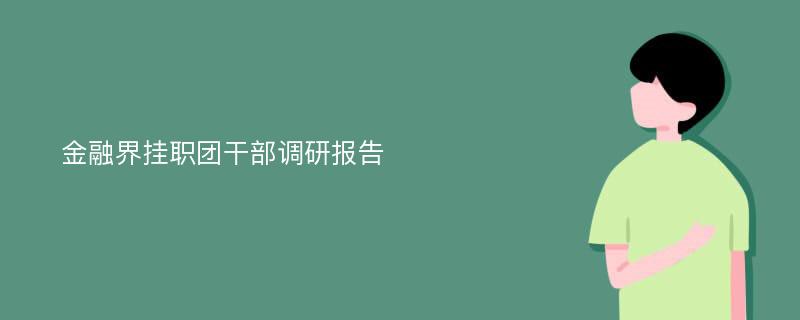 金融界挂职团干部调研报告